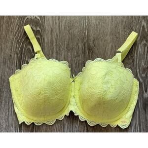 George Entice Yellow Lace Underwire Bra Full Coverage Support Size 38F